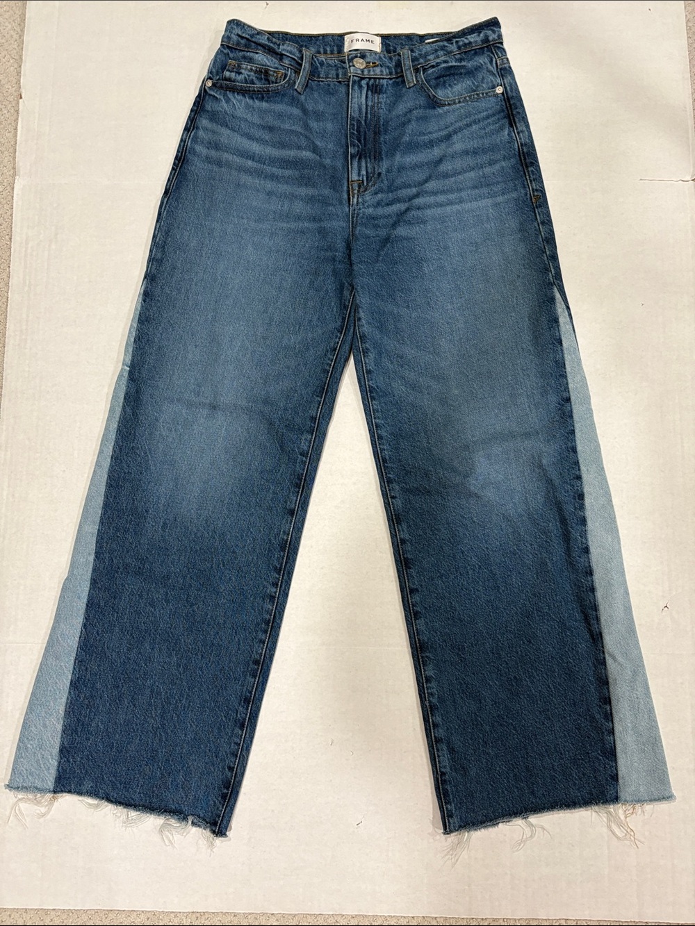 Frame Denim Two-Tone Navy Wide-Leg Jeans